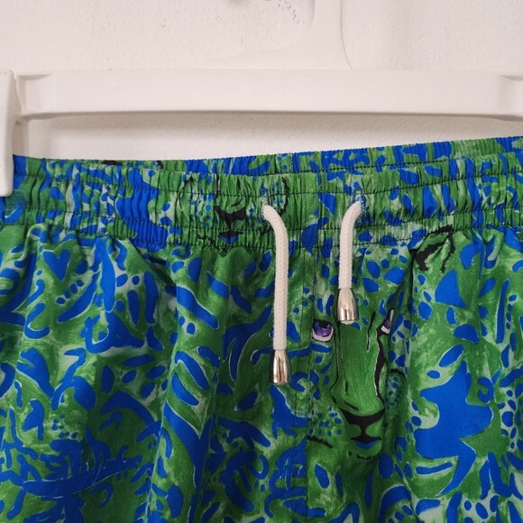 Ferdinando Fusco Mens Swimsuit Shorts Green Blue Tiger Made in Italy Small - Picture 2 of 8